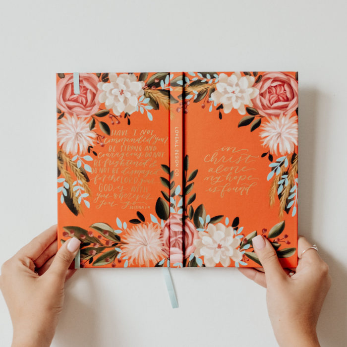 Loveall floral orange journal