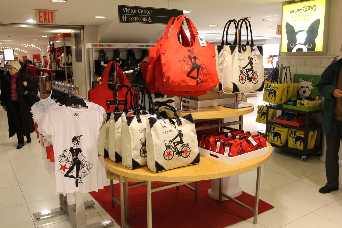 Izak Handbags and t-shirts at Macy's Herald Square in NYC2