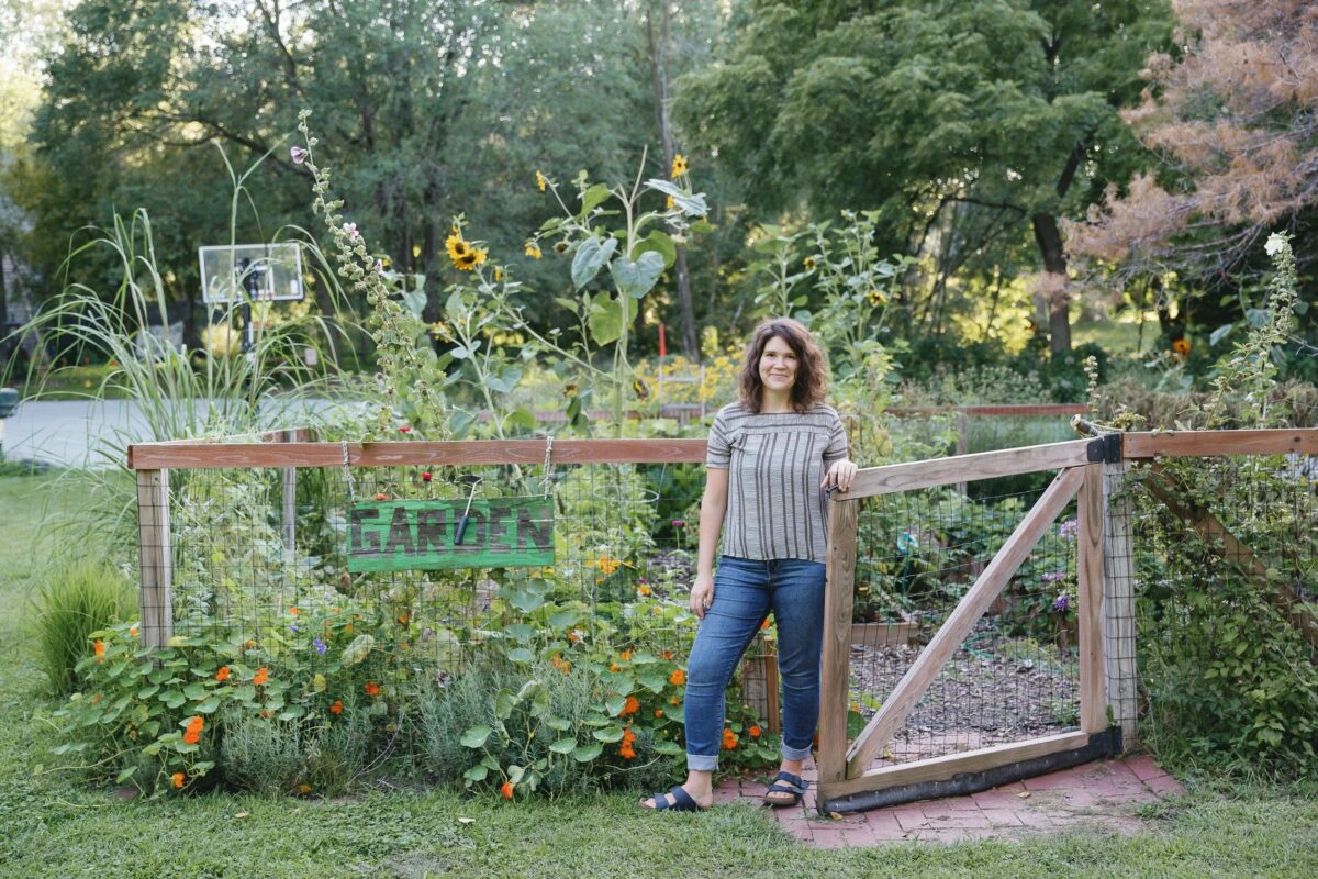 Hannah Beisang in her garden