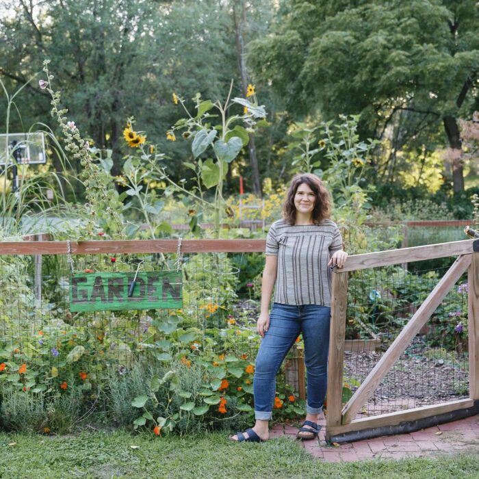 Hannah Beisang in her garden